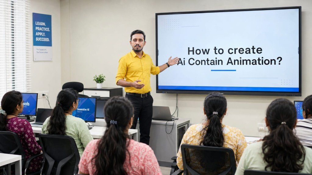 Instructor teaching AI animation class